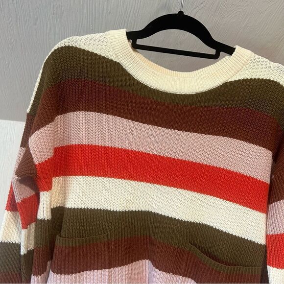 Madewell Patch Pocket Crewneck Striped Pullover Sweater in Walton Stripe J8781 - Picture 4 of 8